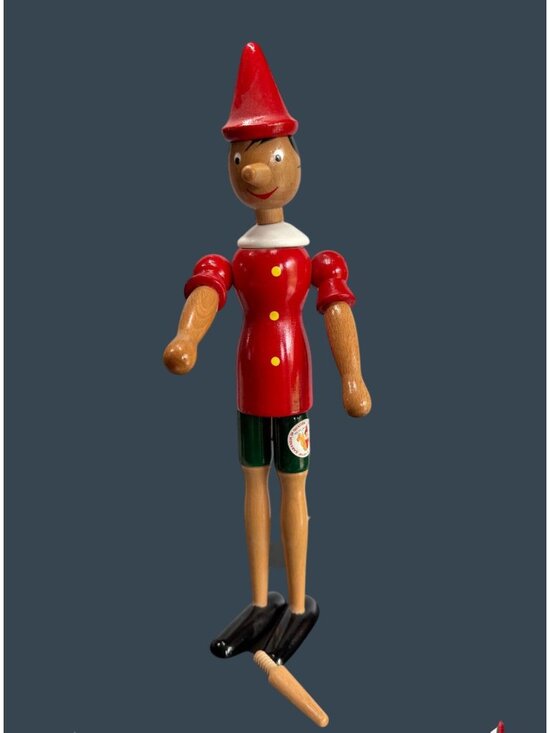 Made In Italy Other - Vintage Wooden Pinocchio Puppet Figure Doll Italy Hand Painted w Spare Nose 15"